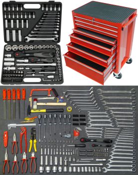 FAMEX 841-40 Werkstattwagen-Komplettset mit Werkzeugbest�ckung und Steckschl�sselsatz