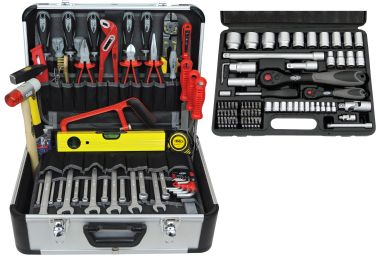 FAMEX 423-47 Werkzeugkoffer gefüllt mit Werkzeug und Steckschlüsselsatz