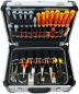 Preview: FAMEX 700-L Alu Werkzeugkoffer (leer) mit 2 Paletten mit 56 Einstecktaschen, Facheinteilung im Kofferboden