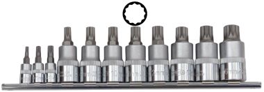 Famex 10720 Bit sockets for Spline (XZN) screws, Sizes 4 - 16, 11-pcs