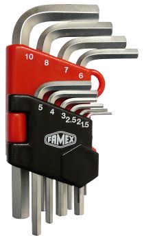 FAMEX 10782 Winkelschraubendreher Sechskant für Inbus-Schrauben, 1,5 - 10mm,  10-teilig
