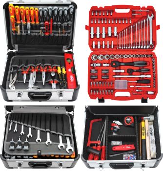 FAMEX 419-43 Profi Werkzeugkoffer gefüllt mit Werkzeug Set und Steckschlüsselsatz