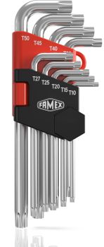 FAMEX 10788 Winkelschraubendreher für Torx-Schrauben, lang, T-10 - T-50,  9-teilig