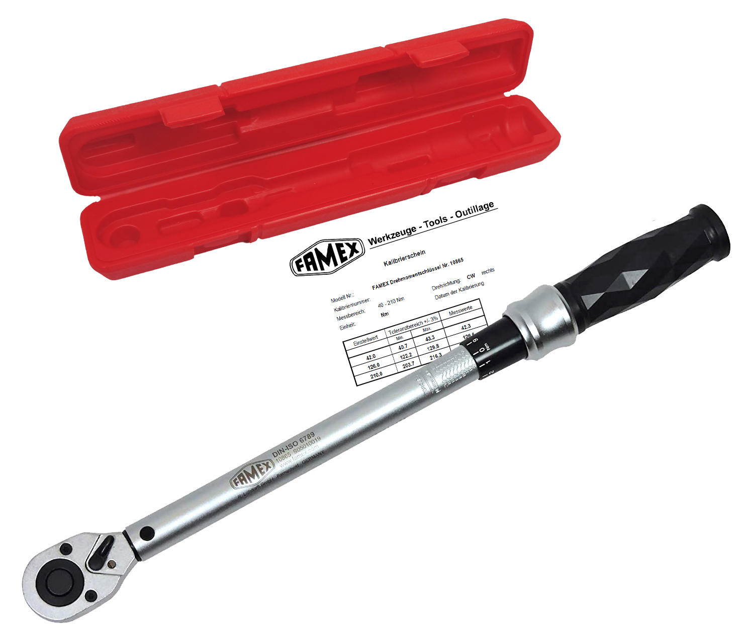 Werkzeuge günstig online kaufen - FAMEX 10865 Drehmomentschlüssel, 12,5 mm  (1/2-Zoll)-Antrieb, 40-210 Nm, für Messung in beiden Drehrichtungen