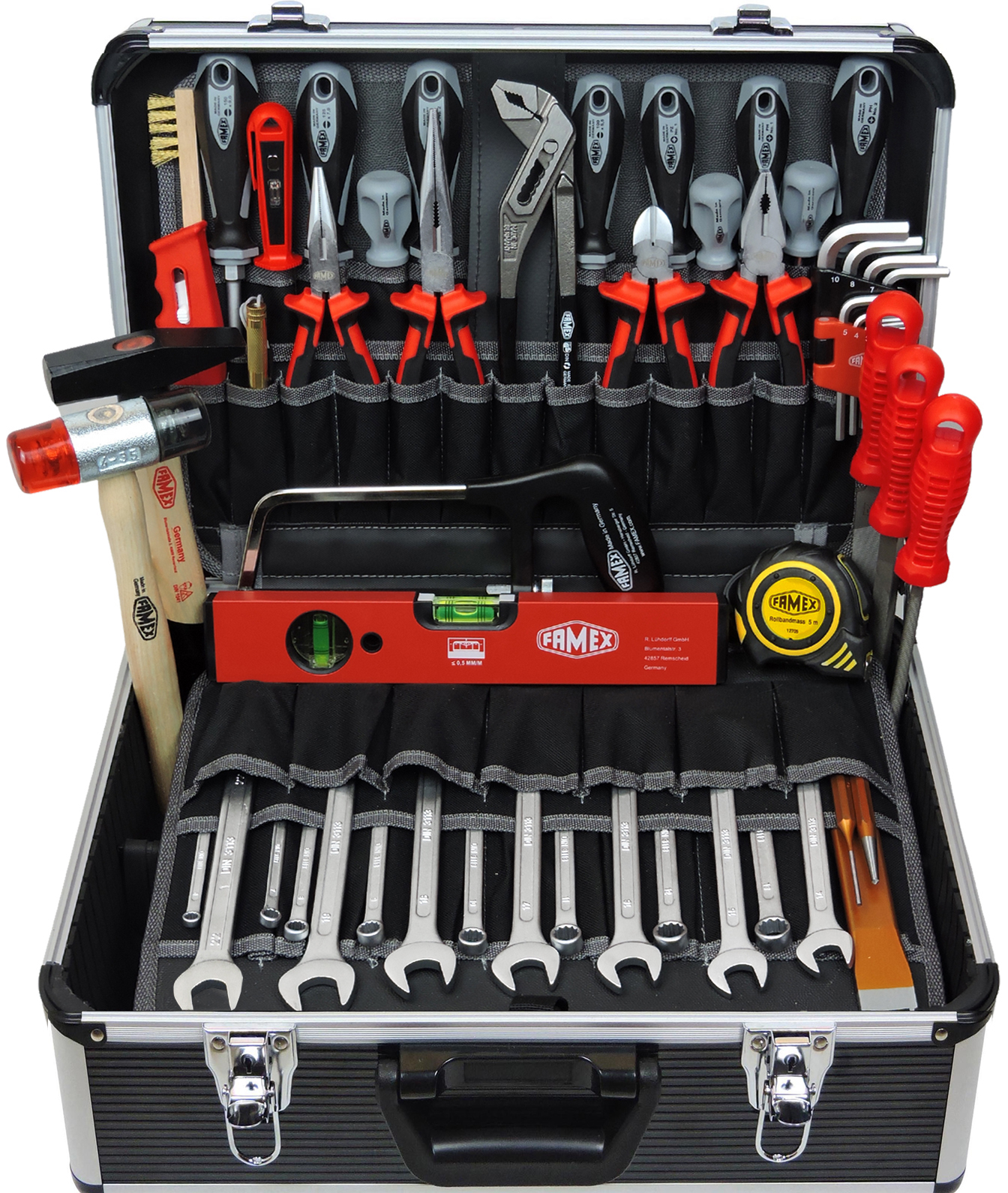 mit online kaufen Werkzeugkoffer Alu Werkzeug - Famex 440-93 günstig gefüllt Werkzeuge
