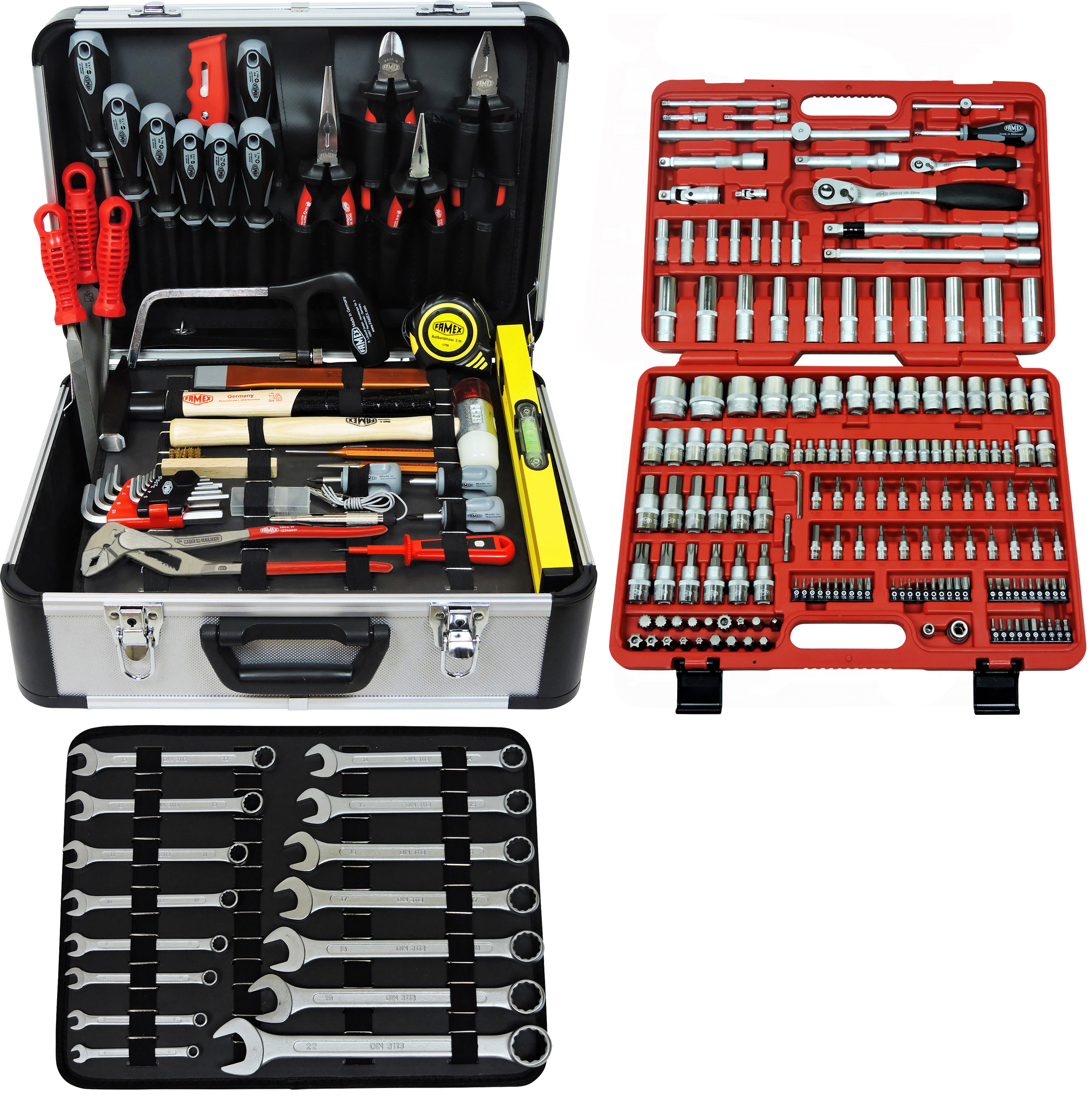 Werkzeuge günstig online kaufen - FAMEX 716-09 Mechaniker Werkzeugkoffer-Komplettset  mit High-End Werkzeugbestückung und 174-tlg. Steckschlüsselsatz 4-32mm