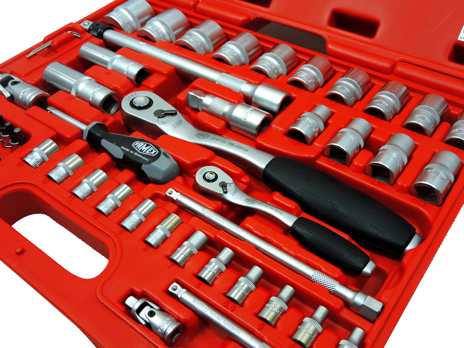 FAMEX Komplettset Werkzeuge 66-teiligem Steckschlüsselsatz günstig High-End online 728-14 kaufen Qualität, Werkzeugkoffer - mit