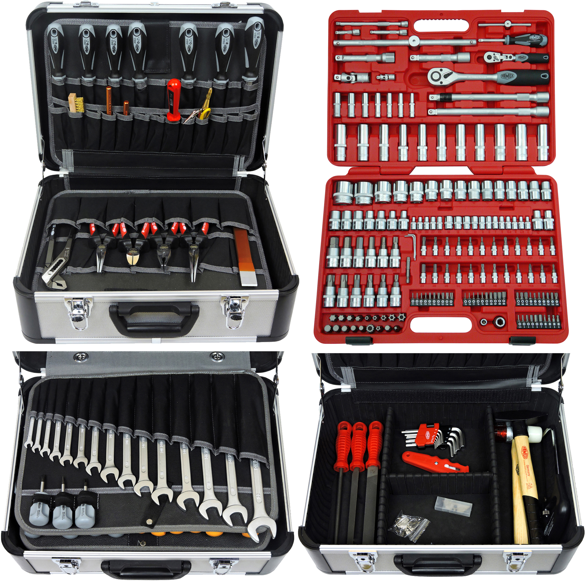 in online günstig mit Komplettset kaufen 174-teiligem Werkzeugkoffer Werkzeuge Top-Qualität, Steckschlüsselsatz - 416-21 FAMEX
