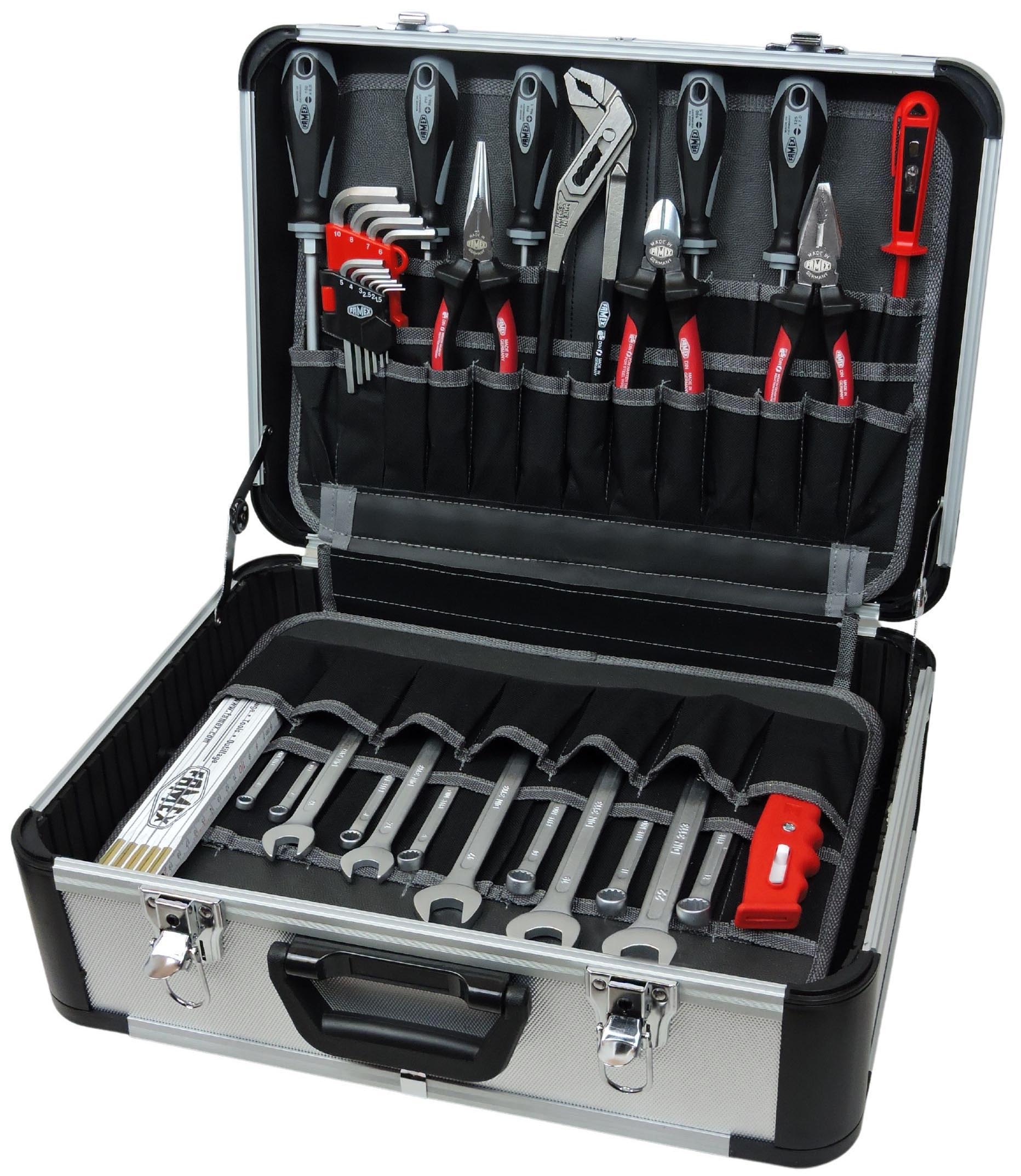 FAMEX Werkzeugset 720-88 Profi Alu Werkzeugkoffer mit Werkzeug Set