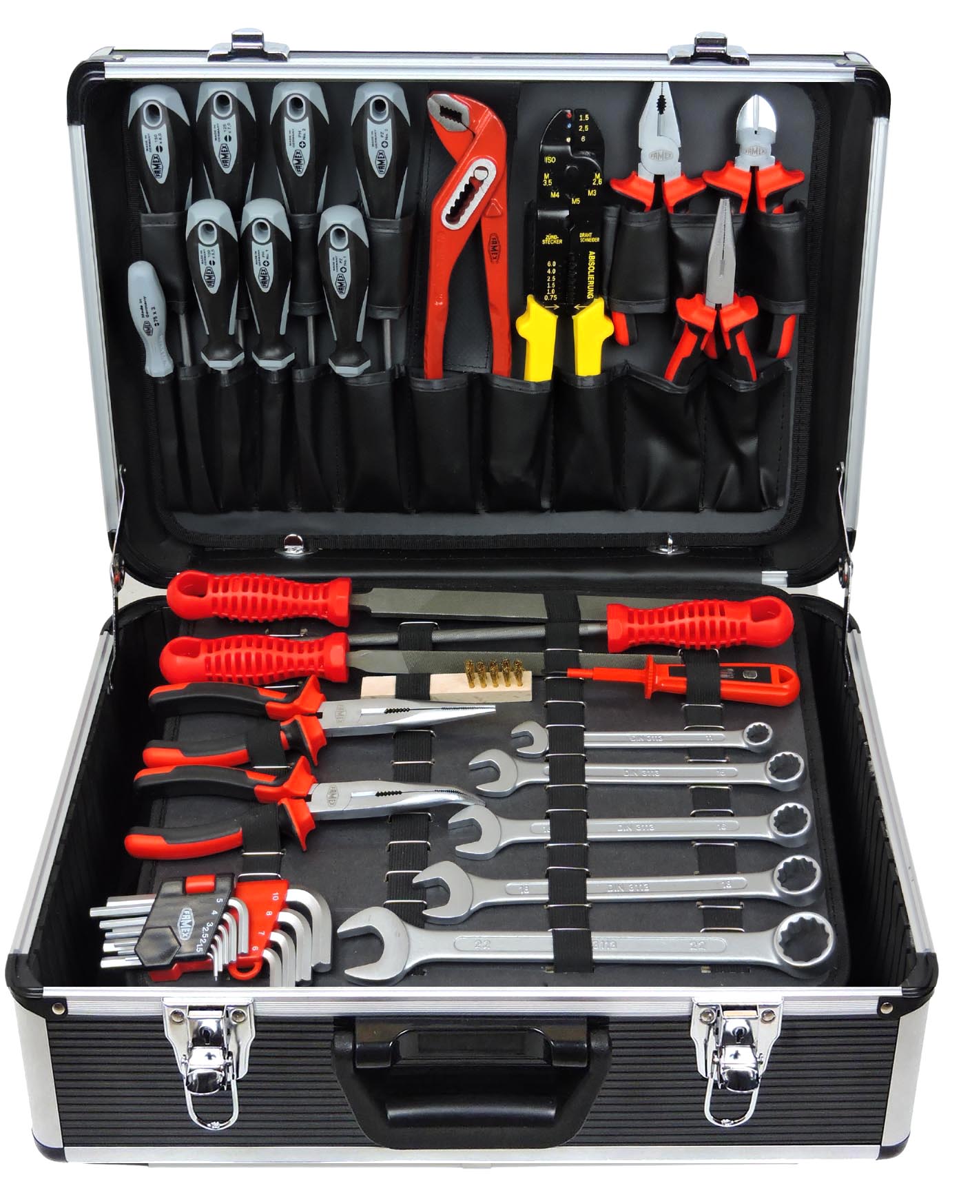 Werkzeuge günstig online kaufen - FAMEX 723-47 Werkzeugkoffer gefüllt mit  Werkzeug und Steckschlüsselsatz | Werkzeug-Sets