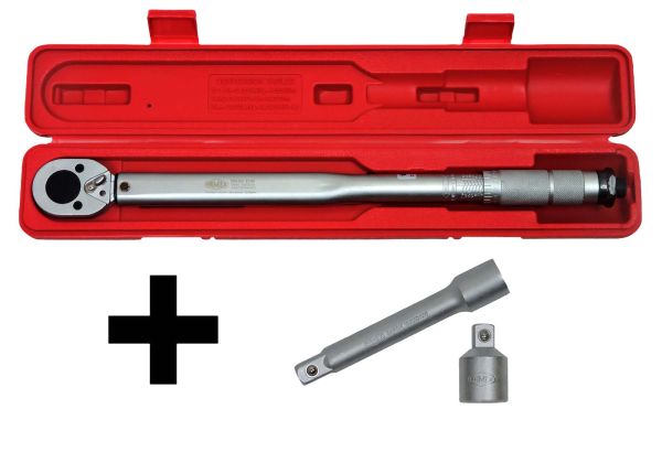 Drehmomentschlüssel mit Verlängerung und Adapter