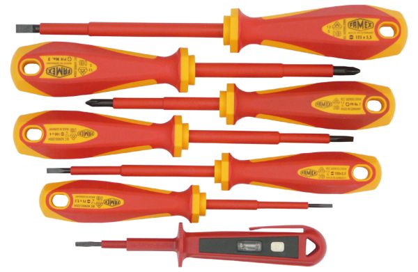 Famex 7734-7 Elektriker Schraubendrehersatz VDE isoliert 1000 V, 7-teilig   -  1 Stück Gratis ab 150,- EUR Bestellwert