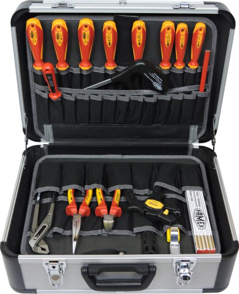 Werkzeuge günstig online kaufen - FAMEX 478-10 Elektriker Werkzeugkoffer  mit Einstecktaschen - 31-teilig