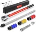 Torque wrench with wheel nuts and long rotary handle